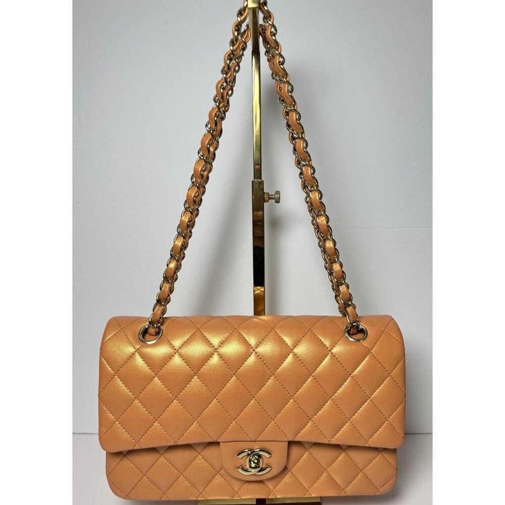 Chanel Orange Iridescent Medium Double Flap Bag